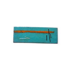 60s MCM Enamel & Copper Rectangle Pin/Brooch